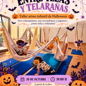 Entre telas y telarañas, taller columpio aéreo halloween
